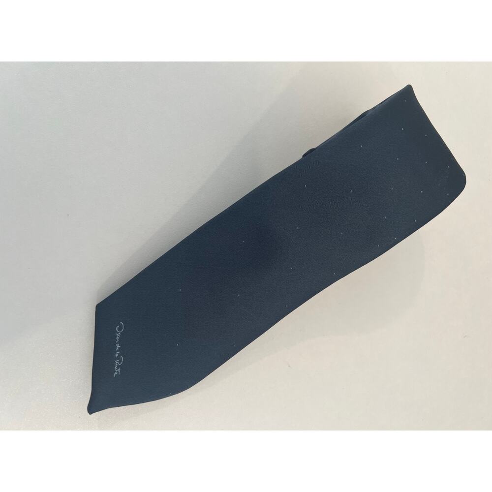 Oscar de la Renta Men’s Neck Tie Silver Blue Silk Blend